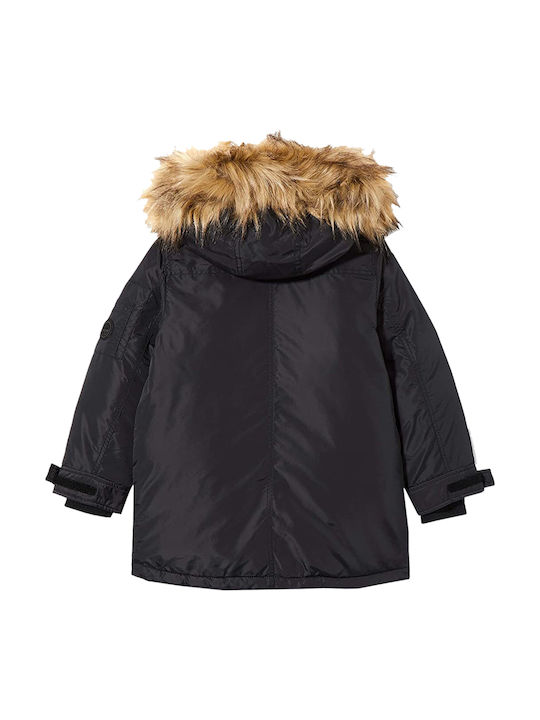Floydd Kinderparkas Lang mit Kapuze Schwarz