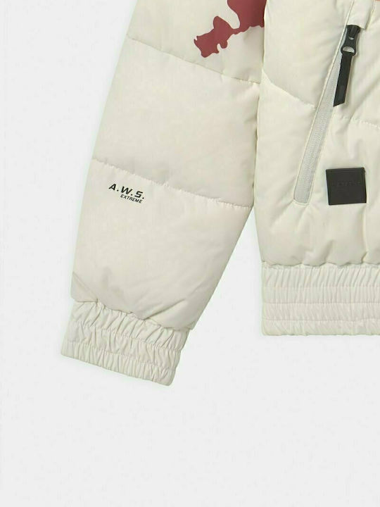 Lula Waterproof Kids Sports Short Coat with Hood Ecru
