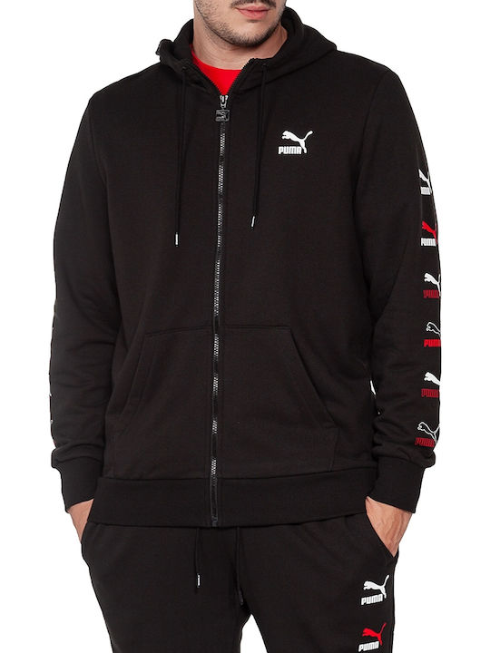 Puma Men's Sweatshirt Jacket with Hood and Pockets Black