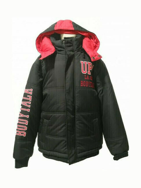 Kinder Sportjacke Lang mit Kapuze Schwarz