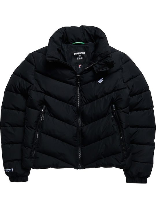 Scurtă Jachetă de femei Puffer Waterproof Negru