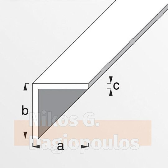 Alfer Aluminium Profile Aluminum for Steps Aluminum Equilateral Angle 25x25x1.5mm 1m 100x2.5x2.5cm