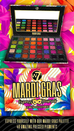 W7 Cosmetics Mardi Gras Palette with Eye Shadows in Pressed Powder Form 36gr