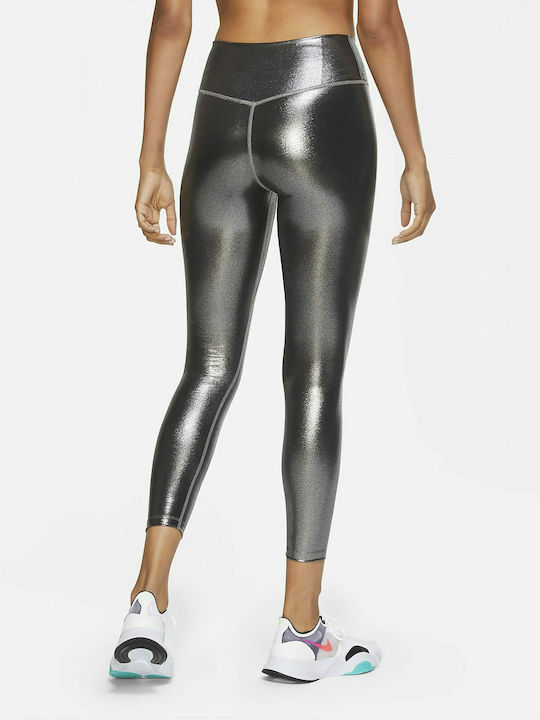 One Icon Clash Women's Cropped Training Legging Shiny Dri-Fit Silver