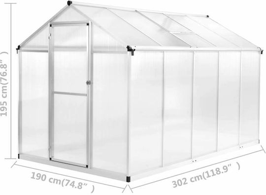 vidaXL 45215 Gewächshaus Typ Haus mit Aluminiumrahmen 32x1.9x1.95m