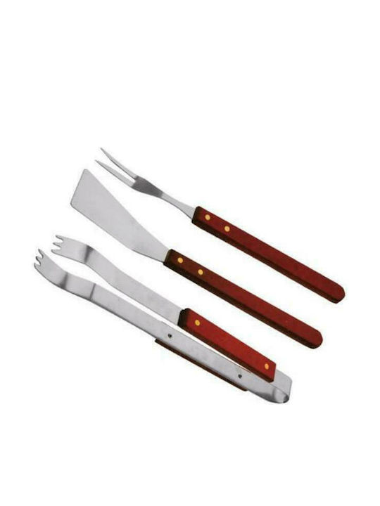 Set of 3 BBQ Tools with Spatula, Carving Fork, and Tongs 16179-12