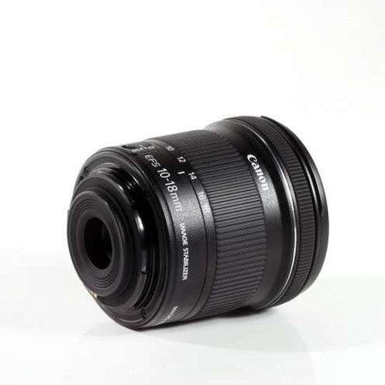 Canon Crop Obiectiv Foto EF-S 10-18mm f/4.5-5.6 IS STM Zoom cu unghi larg pentru Montura Canon EF-S Black