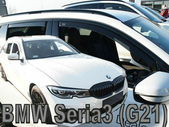 Heko Set of Windbreakers Front and Rear Car Dark Fime for BMW Series 3 4pcs