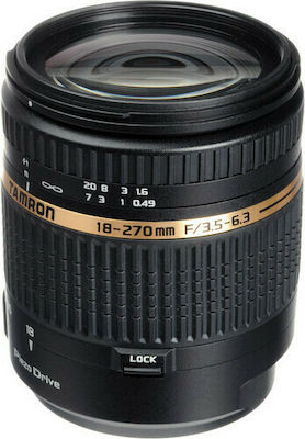 Tamron Crop Фотообектив AF 18-270mm f/3.5-6.3 Di II VC PZD Стандартно увеличение за Канон EF Монтаж Черен