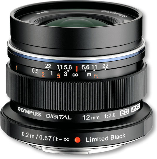 Olympus Crop Φωτογραφικός Φακός M.Zuiko Digital ED 12mm 1:2.0 Wide Angle για Micro Four Thirds (MFT) Mount Μαύρος