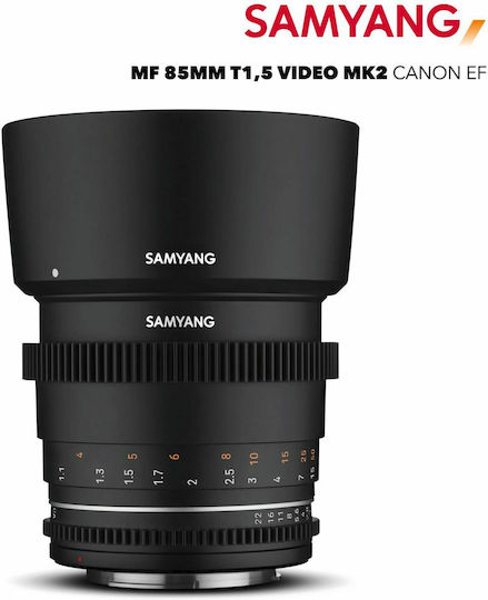 Samyang Voller Rahmen Kameraobjektiv 85mm T1.5 VDSLR MK2 Cine Teleobjektiv für Canon EF Mount Black