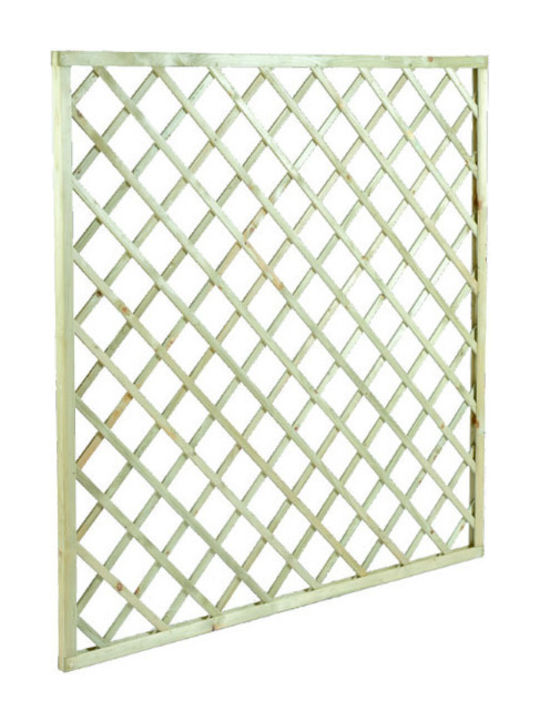 Spalier Garten Diagonale 12x12 aus Holz mit Rhombus Rasterdesign in Beige Farbe 90x180cm