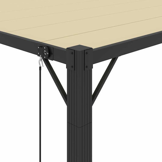 Pergolă De Grădină Din Metal Cu Tavan În Culoare Bej 300x400x225cm