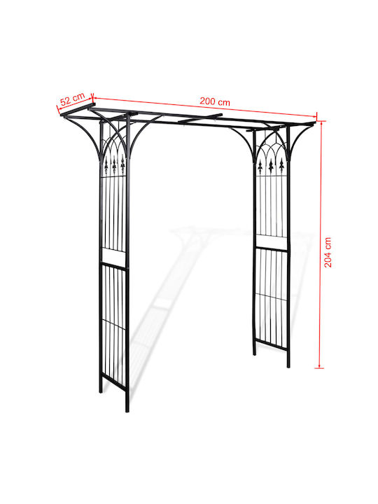 Arcadă De Grădină Din Metal Negru 200x52x204cm