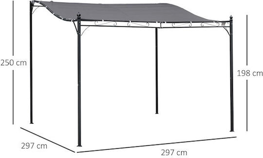 Pergolă De Grădină Din Metal Cu Tavan Gri 297x297x250cm