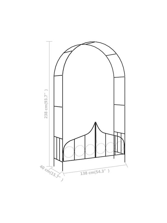 Arcadă De Grădină Din Metal Negru 138x40x238cm