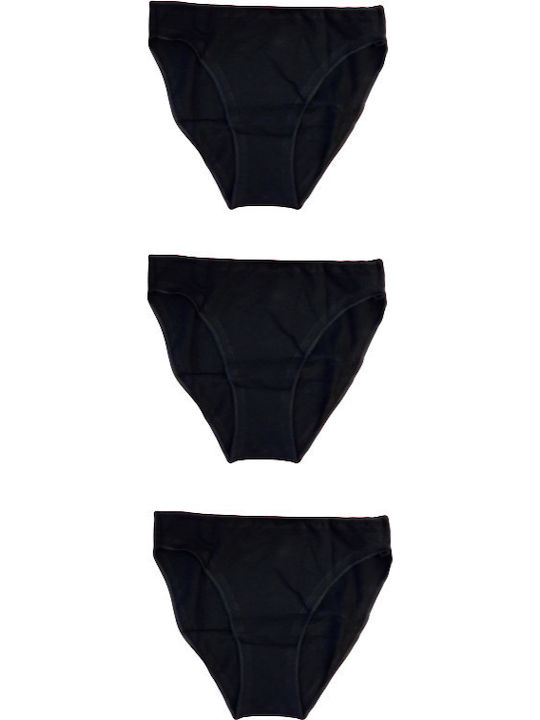 Βαμβακερά Γυναικεία Slip 3Pack Μαύρα