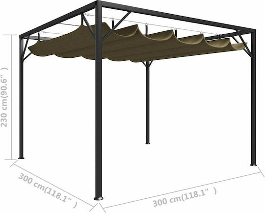 Garden Pergola from Metallic with Ceiling in Beige Colour 300x300x230cm