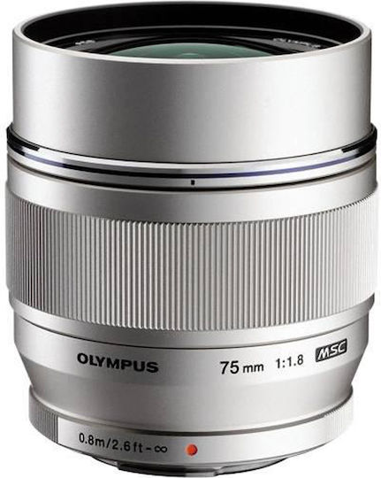 Olympus Crop Φωτογραφικός Φακός M.Zuiko ED 75mm f/1.8 Σταθερός για Micro Four Thirds (MFT) Mount Ασημί