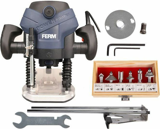 Ferm Plunge Router 1300W cu Control al Vitezei și cu Sistem de Aspirație
