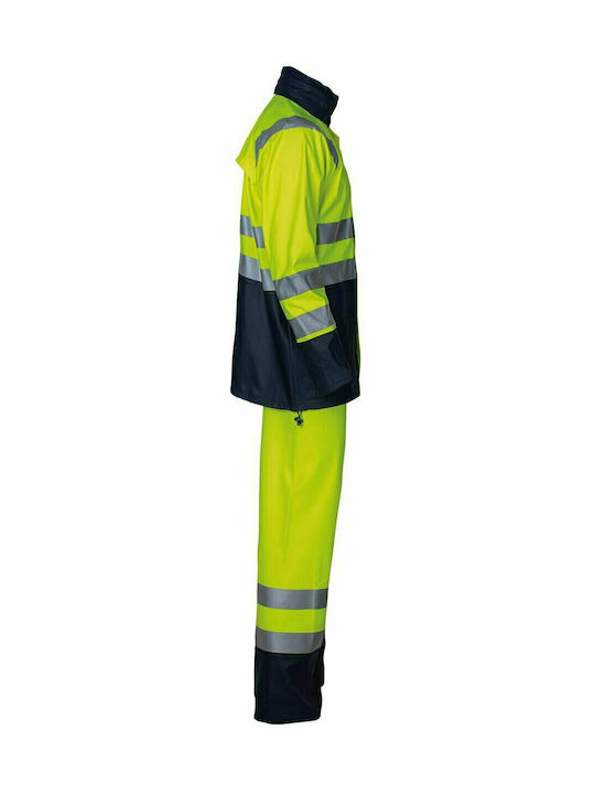 STOP 140166 Wasserdicht und Winddicht Herren Arbeitsanzug mit reflektierenden Bändern Gelb