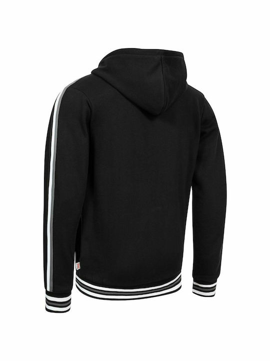 Lonsdale Kernborough Herren Sweatshirt Jacke mit Kapuze und Taschen Schwarz