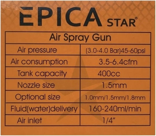Epica Star Air Spray Paint Gun Floating Tumbler 1.5mm