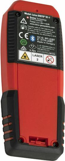 Leica Μέτρο Laser Disto D1 Bluetooth με Εύρος Μέτρησης 0.2m-40m