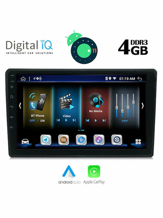 Digital IQ Car-Audiosystem für Seat Exeo Audi A4 2002-2008 (Bluetooth/USB/AUX/WiFi/GPS/Apple-Carplay) mit Touchscreen 9" DIQ_BXD_6004