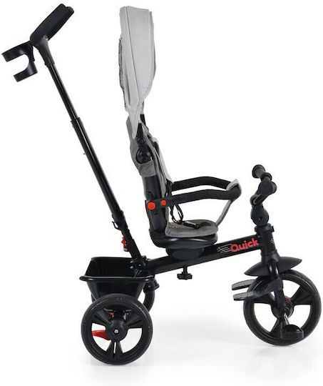 Byox Kids Tricycle Bike Quick Foldable Convertible with Parental Handle and Sunshade for 1.5+ Years Gray