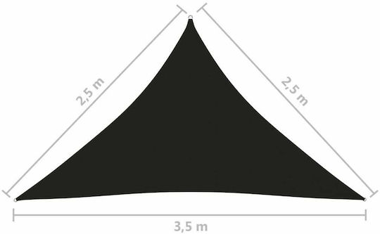 vidaXL Triangle Shade Sail Black With Hoop & with PU Coating 2.5x2.5x3.5m made of Oxford fabric