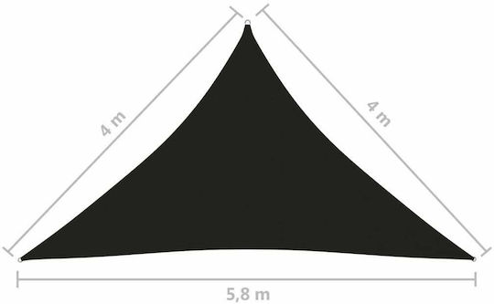 vidaXL Triangle Shade Sail Black With Hoop & with PU Coating 4x4x5.8m made of Oxford fabric