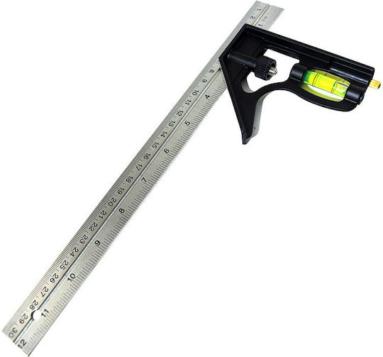 Kreator Carpenters Steel Angle Ruler with Spirit Level 30cm