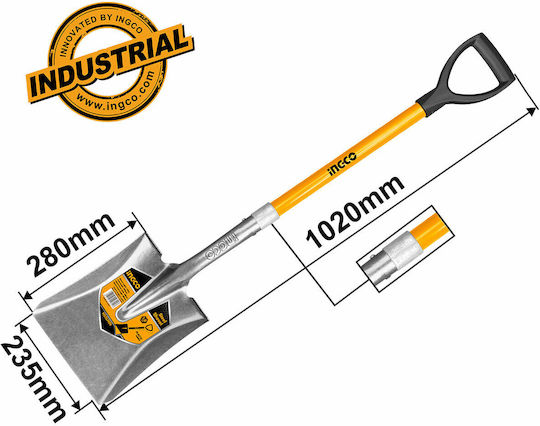 Ingco Straight Shovel with Shaft 102cm and Plastic Handle