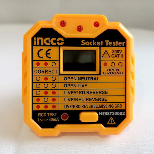 Ingco HESST30002 Tester Καλωδίων Ρεύματος Πρίζα Ρεύματος