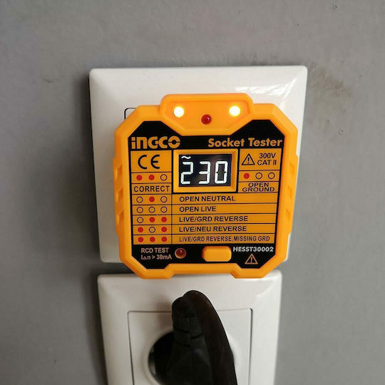 Ingco HESST30002 Tester Καλωδίων Ρεύματος Πρίζα Ρεύματος