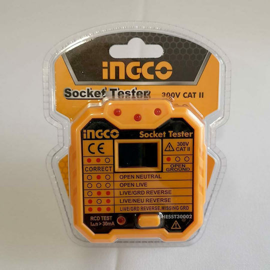 Ingco HESST30002 Tester Καλωδίων Ρεύματος Πρίζα Ρεύματος
