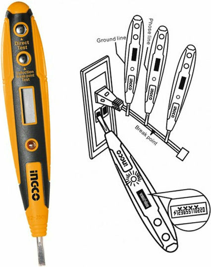 Ingco Апарат за измерване на напрежение HSDT2201 AC/DC с обхват на измерване 12 - 500V