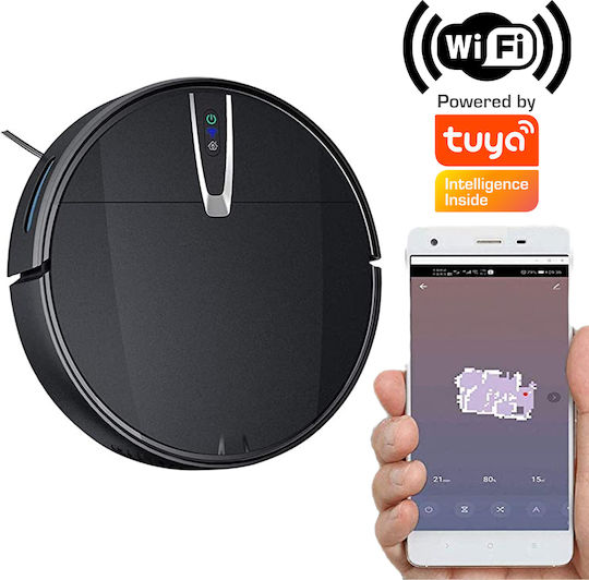 Telco Robot Vacuum Cleaner with Smart Navigation and Suction Power 3200Pa Black