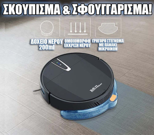 Telco Robot Vacuum Cleaner with Smart Navigation and Suction Power 3200Pa Black