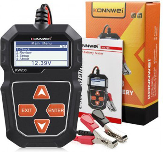 Konnwei KW208 Ψηφιακό Battery Tester με Κροκοδειλάκια 12V