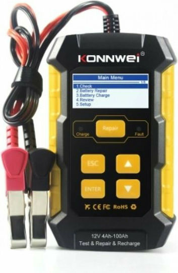 Konnwei KW510 Ψηφιακό Battery Tester με Κροκοδειλάκια 12V
