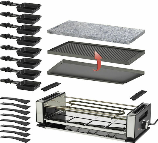 Unold Delice Basic Tischplatte Elektrogrill Raclette Glatte Platte 1200W mit einstellbarem Thermostat 38cmx19.5cmcm