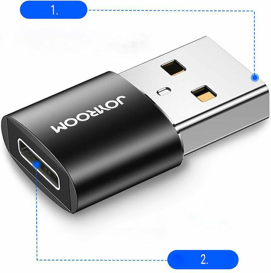 Joyroom S-H152 Конвертор USB-C женски към USB-A мъжки Черен 2бр