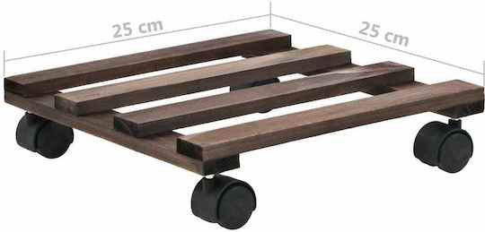 vidaXL Βάσεις Γλάστρας Ξύλινες Καφέ με Ρόδες 25x25εκ. 4τμχ