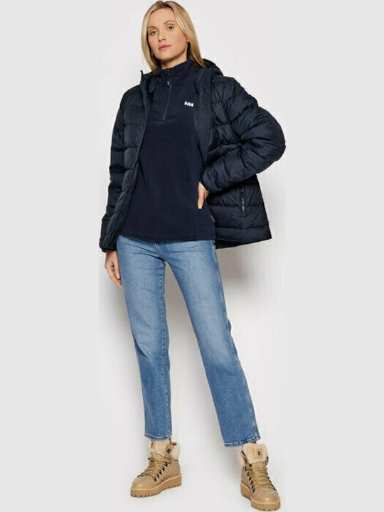 Daybreaker Winter Women's Fleece Blouse Hiking Long Sleeve with Zipper Navy Blue