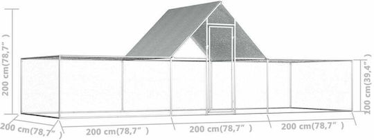 vidaXL Кокошник от Галванизирана стомана Д6 x Ш2 x В2м.