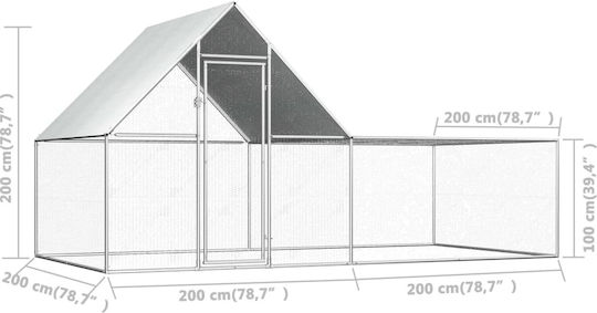 vidaXL Κοτέτσι από Γαλβανισμένο Χάλυβα Μ4 x Π2 x Υ2μ.