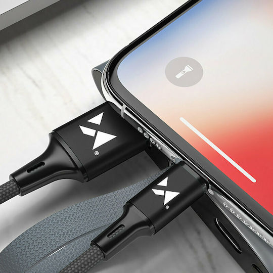 Wozinsky Braided USB 2.0 Cable USB-C male - USB-A Μαύρο 2m WUC-C2B