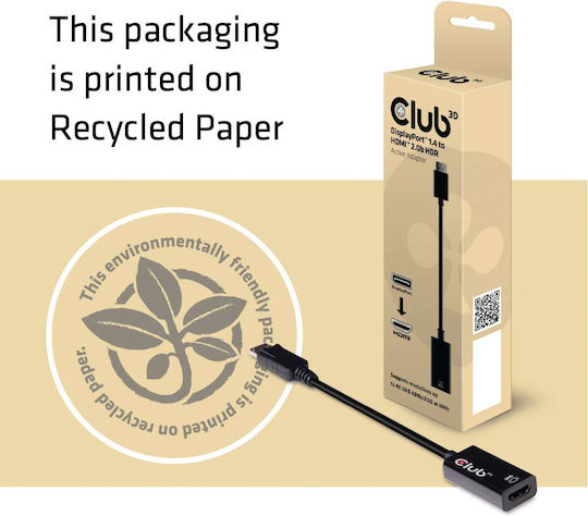Club3D DisplayPort 1.4 to HDMI 2.0b HDR Μετατροπέας DisplayPort male σε HDMI male 1τμχ